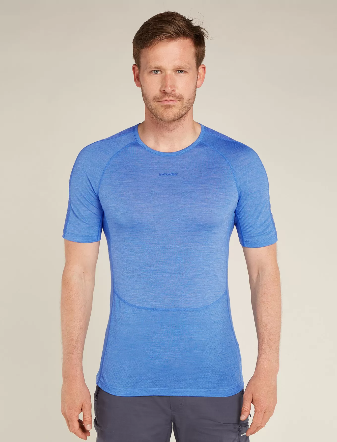 Fashion Icebreaker 125 ZoneKnit™ Merinomix Thermo-Kurzarmshirt mit Rundhalsausschnitt Herren Baja/Brilliant