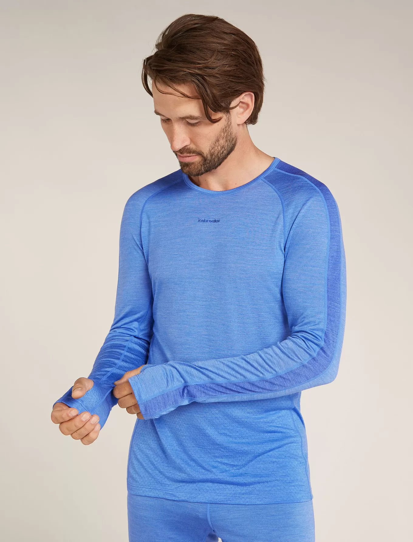 Online Icebreaker 125 ZoneKnit™ Merinomix Thermo-Langarmshirt mit Rundhalsausschnitt Herren Baja/Brilliant