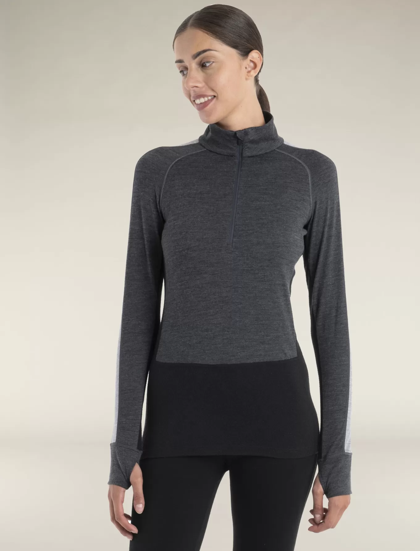 Shop Icebreaker 260 ZoneKnit™ Merino Half-Zip-Langarmshirt Damen Jetheather/black