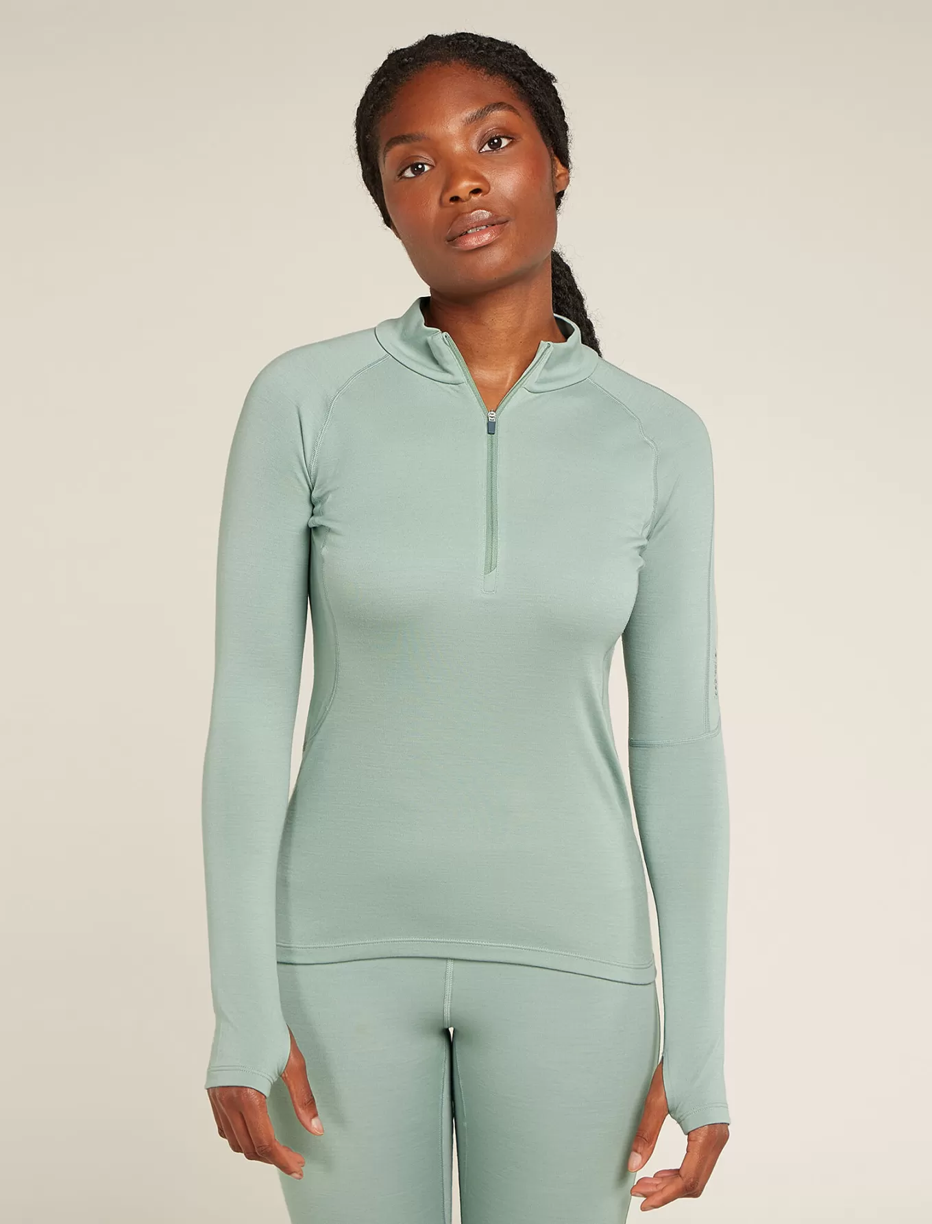 Store Icebreaker 300 MerinoFine™ Polar Half-Zip-Thermo-Langarmshirt Damen Moss