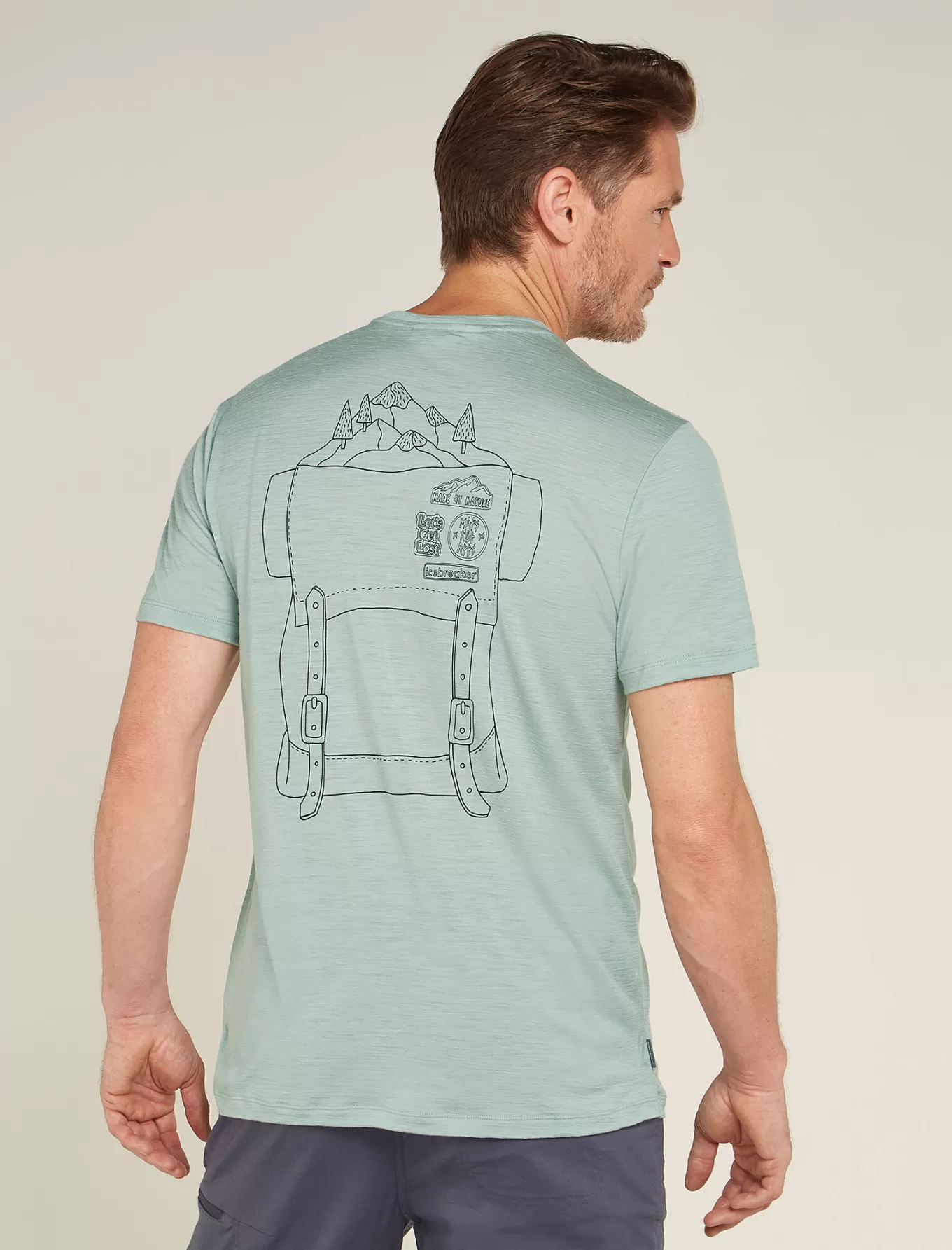 Store Icebreaker Merino 150 Tech Lite T-Shirt IB Back Pack Herren Moss